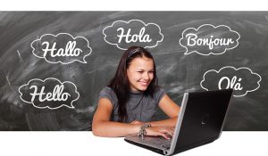 girl learning languages online